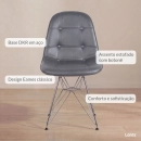 Kit com 2 Cadeiras estofadas Charles Eames Eiffel Botonê DKR com pés de metal cromado - Cinza escuro