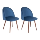 Kit com 2 Cadeiras estofadas de jantar Maite Sedona em veludo - Azul