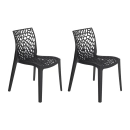 Kit com 2 Cadeiras Gruvyer, Polipropileno com Encosto Versátil para Sala de Jantar Cozinha Bar Jardim Varanda Cafeteria Shopping Salão de Festas, Fosco Preto