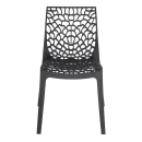 Kit com 2 Cadeiras Gruvyer, Polipropileno com Encosto Versátil para Sala de Jantar Cozinha Bar Jardim Varanda Cafeteria Shopping Salão de Festas, Fosco Preto