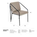 Kit com 2 Cadeiras Poltrona estofada Bergen com design nórdico escandinavo - nude