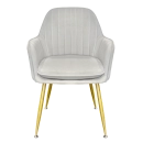 Kit com 2 Cadeiras Poltrona Lines com pés dourados Suede para sala de jantar - Cinza
