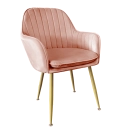 Kit com 2 Cadeiras Poltrona Lines com pés dourados Suede para sala de jantar - Rosa