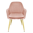 Kit com 2 Cadeiras Poltrona Lines com pés dourados Suede para sala de jantar - Rosa