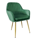 Kit com 2 Cadeiras Poltrona Lines com pés dourados Suede para sala de jantar - Verde Escuro