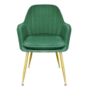 Kit com 2 Cadeiras Poltrona Lines com pés dourados Suede para sala de jantar - Verde Escuro