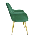 Kit com 2 Cadeiras Poltrona Lines com pés dourados Suede para sala de jantar - Verde Escuro