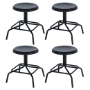 Kit com 4 Bancos baixos industriais giratórios Bolt - Preto