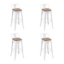 Kit com 4 Banquetas altas Iron Tolix com encosto e assento de madeira rústica clara 76 cm - Branco