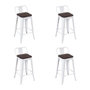 Kit com 4 Banquetas Iron Tolix com encosto e assento de madeira rústica escura Kit 66 cm Kit Branco