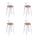 Kit com 4 Banquetas médias Iron Tolix com encosto e assento de madeira rústica clara 66 cm - Branco