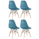 Kit com 4 Cadeiras Charles Eames Eiffel DSW em Polipropileno com Base Madeira - Turquesa