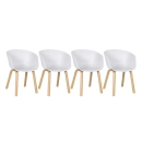 Kit com 4 Cadeiras de jantar Cassia com design moderno e assento confortável – Branco