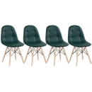 Kit com 4 Cadeiras de jantar Charles Eames Eiffel Botonê Estofada - Verde escuro