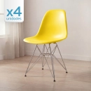 Kit com 4 Cadeiras de jantar Charles Eames Eiffel DKR em Polipropileno - Amarelo