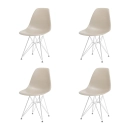 Kit com 4 Cadeiras de jantar Charles Eames Eiffel DKR em Polipropileno - Nude