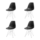 Kit com 4 Cadeiras de jantar Charles Eames Eiffel DKR em Polipropileno - Preto