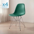Kit com 4 Cadeiras de jantar Charles Eames Eiffel DKR em Polipropileno - Verde escuro