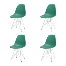 Kit com 4 Cadeiras de jantar Charles Eames Eiffel DKR em Polipropileno - Verde escuro