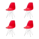 Kit com 4 Cadeiras de jantar Charles Eames Eiffel DKR em Polipropileno - Vermelho