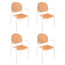 Kit com 4 Cadeiras de jantar Mumbai telinha com braços e design contemporâneo – Branco