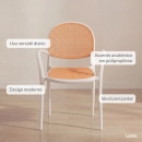 Kit com 4 Cadeiras de jantar Mumbai telinha com braços e design contemporâneo – Branco