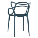 Kit com 4 Cadeiras Design Allegra Polipropileno Injetado Alta Densidade Empilhável Sala Cozinha Jantar Bar Jardim Varanda Azul Petróleo