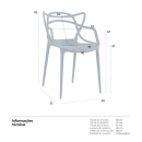 Kit com 4 Cadeiras Design Allegra Polipropileno Injetado Alta Densidade Empilhável Sala Cozinha Jantar Bar Jardim Varanda Azul Petróleo