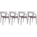Kit com 4 Cadeiras Design Allegra Polipropileno Injetado Alta Densidade Empilhável Sala Cozinha Jantar Bar Jardim Varanda Fendi