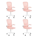 Kit com 4 Cadeiras escritório rodizio office Bytes - Rosa claro