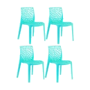 Kit com 4 Cadeiras Gruvyer com Design Contemporâneo Encosto e Assento Anatômico - Azul tiffany
