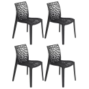 Kit com 4 Cadeiras Gruvyer, Polipropileno com Encosto Versátil para Sala de Jantar Cozinha Bar Jardim Varanda Cafeteria Shopping Salão de Festas, Fosco Preto
