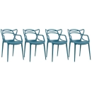 Kit com 4 Cadeiras Master Allegra Design Moderno em Polipropileno para Cozinha e Sala de Jantar - Turquesa