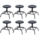 Kit com 6 Bancos baixos industriais giratórios Bolt - Preto