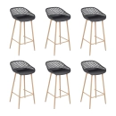 Kit com 6 Banquetas altas para bancada Clarice Cloe com base de metal - Preto
