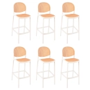 Kit com 6 Banquetas altas para bancada Mumbai com assento anatômico 78 cm – Branco
