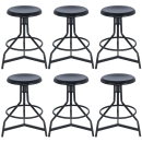 Kit com 6 Banquetas altas para cozinha industrial York com banco giratório - Preto