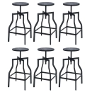 Kit com 6 Banquetas giratórias industriais Turner - Preto