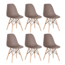 Kit com 6 Cadeiras Charles Eames Eiffel DSW com pés de madeira clara - Fendi