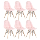 Kit com 6 Cadeiras de jantar Charles Eames Eiffel Botonê Estofada - Rosa claro