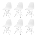 Kit com 6 Cadeiras de jantar Charles Eames Eiffel DKR em Polipropileno - Branco