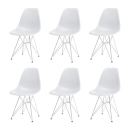 Kit com 6 Cadeiras de jantar Charles Eames Eiffel DKR em Polipropileno - Cinza claro