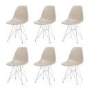 Kit com 6 Cadeiras de jantar Charles Eames Eiffel DKR em Polipropileno - Nude
