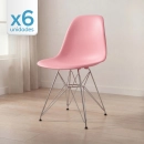 Kit com 6 Cadeiras de jantar Charles Eames Eiffel DKR em Polipropileno - Rosa claro