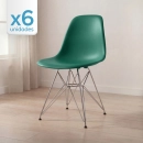 Kit com 6 Cadeiras de jantar Charles Eames Eiffel DKR em Polipropileno - Verde escuro