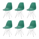 Kit com 6 Cadeiras de jantar Charles Eames Eiffel DKR em Polipropileno - Verde escuro