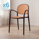 Kit com 6 Cadeiras de jantar Mumbai telinha com braços e design contemporâneo – Preta