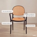 Kit com 6 Cadeiras de jantar Mumbai telinha com braços e design contemporâneo – Preta