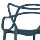 Kit com 6 Cadeiras Design Allegra Polipropileno Injetado Alta Densidade Empilhável Sala Cozinha Jantar Bar Jardim Varanda Azul Petróleo