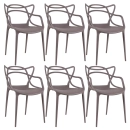 Kit com 6 Cadeiras Design Allegra Polipropileno Injetado Alta Densidade Empilhável Sala Cozinha Jantar Bar Jardim Varanda Fendi